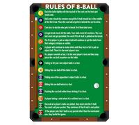 8 Ball Billiard Rules 8 Ball Biliardo biliardo Tavolo da biliardo Decorazione per la stanza da letto Targa da parete Targa vintage Cucina Decorazione da parete Casa 20 x 30 cm