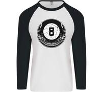 8-Ball Skull Pool Player 9-Ball Uomo L/S Baseball T-Shirt