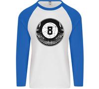 8-Ball Skull Pool Player 9-Ball Uomo L/S Baseball T-Shirt