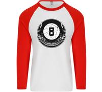 8-Ball Skull Pool Player 9-Ball Uomo L/S Baseball T-Shirt