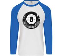 8-Ball Skull Pool Player 9-Ball Uomo L/S Baseball T-Shirt