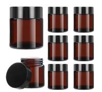 8 barattoli vuoti in vetro ambra, 200 ml, colore marrone, contenitore vuoto, contenitore ricaricabile, con coperchio e fodera per cosmetici, lozioni, oli essenziali in polvere