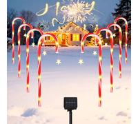 8 bastoncini di zucchero illuminati per esterni, decorazioni natalizie, per esterni, con ciondolo a forma di stella, 8 modalità, impermeabili, per esterni, illuminazione natalizia per feste, giardini