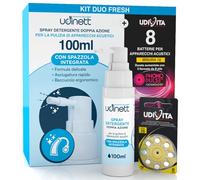 8 Batterie per Apparecchi Acustici Misura 10 PR70 Giallo con Phono Pulse Technology + Spray Detergente per Apparecchi Acustici con Spazzola Integrata Udinett 100ml Senza Alcol - Kit Duo Fresh