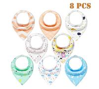 8 bavaglini a bandana, con due bottoni regolabili, 100% cotone + pile di poliestere, super morbidi e assorbenti, per i bambini che sbavano dentizione (ragazzi e ragazze)