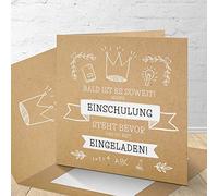 8 biglietti d'invito per la scuola con buste abbinate, biglietti d'invito per la scuola in set da 8 pezzi. Design a corona