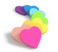 8 Blocchetti di Foglietti Adesivi a Forma di Cuore, 75 x 75 mm, 8 x Colori Brillanti, 80 Fogli/Blocchetto, 640 Fogli in Totale