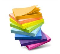 (8 Blocchetti) Foglietti Adesivi, Qhou 8 Colori Note Autoadesivo Pad, Luminoso Post Stickies Colorato Super Sticky Note per l'ufficio, Casa, Scuola, Riunione,76 mm x 76 mm,100 Fogli/Blocco