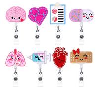 8 bobine per badge da infermiera, in feltro, retrattili, ideali come regalo pediatrico per infermieri, medici, carte d'identità, cordini, vacanze, stile amato