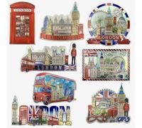 8 calamite fotografiche London Souvenirs lucide, con bandiera britannica, idea regalo per frigorifero