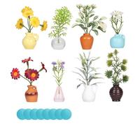 8 Calamite per Frigorifero, Piccoli Magneti del Vaso in Resina, Mini Vasi Magnetici Ceramica per Frigorifero, per Decorare Frigorifero Armadietto Cucina e Ufficio(Fiori Finti Inclusi)