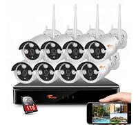 [8 Canale 960P Kit]CORSEE Plug and Play del sistema senza fili di sorveglianza, 8 canali 960P HD Wi-Fi di visione notturna di telecamere di movimento supporto rilevazione funzione di allarme e Smartphone visualizzazione remota da ISO o Android App.Con 1TB Disco Rigido