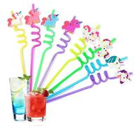 8 cannucce a forma di unicorno, per bambini, graziose cannucce a bolla di tè, novità divertenti, lunghe per bambini, adatte per decorazioni di compleanno, feste a tema, bevande