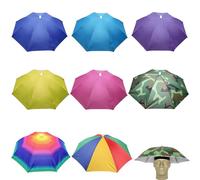 8 cappelli per ombrello, 69 cm, pieghevoli, 360°, contro la testa UV, per adulti, ombrello con fascia elastica per pesca, campeggio, attività all'aperto, bianco