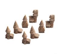 8 case in miniatura in resina per uso ornamentale da giardino e interno, ornamento retrò per paesaggio con castello per piante e terrari