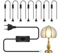 8 cavi di alimentazione con spina e interruttore, 1,80 m, nero, cavo di collegamento con spina europea, H03VH2-F2 x 0,75 mm², per luci, lampade, lampadine