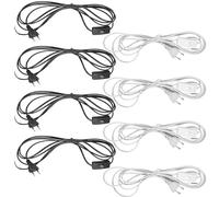 8 cavi di alimentazione con spina e interruttore, cavo di collegamento da 1,80 m, con spina europea, H03VVH2-F2 x 0,75 mm², per luci, lampade, lampadine (nero + bianco)