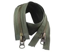 8# Cerniera in metallo Cerniera a doppio cursore Fai da te per cucire indumenti per accessori per abbigliamento artigianale,Verde militare,100cm