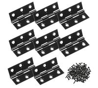 8 cerniere per porte da 5,1 cm, cerniere nere piccole con 48 viti in acciaio inox per cancello da giardino, cerniere per cancelli luminosi, armadi, cassetti, finestre