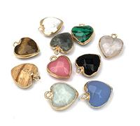 8 ciondoli in pietra naturale a forma di cuore, per la guarigione dei chakra, Reiki, per la creazione di gioielli, Pietra Ottone, Turchese