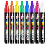 8 colori di gesso liquido lavabile e adatto per salviette umide, adatto per lavagna nera, lavagna bianca, finestra in vetro LED, pittura su finestrini di auto, pennarello fluorescente ABS