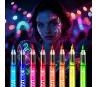 8 Colori Fluorescenti Matite Trucco per Viso e Corpo,Pittura Corpo Sicuro e Non Tossico Adatto a bambini e adulti,Lavabile UV Fluorescente Colorato Neon Kit per Feste, Cosplay, Halloween e Natale