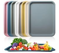 8 Colori Vassoio da Portata in Plastica, Vassoi da Servizio, Vassoio Plastica Rettangolare 30,7x23 cm, Vassoio Antiscivolo, Vassoi Fast Food, Vassoio Resistente per Sala da Pranzo, Bar, Hotel, Cucina