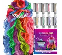 8 Colors Festive Fun Hair Chalk Combs,Girls Hair Chalks,Temporary Non-Toxic Hairs Coloring for Kids,Washable Temporary HairColor Dye for Birthday Christmas New Year Cosplay Hairs DIY Party(8)