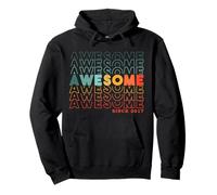 8° Compleanno Awesome Since 2017 Boy or Girl Vintage Felpa con Cappuccio