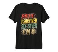 8 ° Compleanno Bruh I Survived Six-Seven I'm 8 Years Old Boys Maglietta Premium