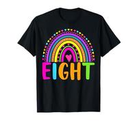 8° Compleanno Camicia Ragazza 8 Anni Ragazze Otto Arcobaleno Bambini Maglietta
