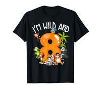 8° compleanno Young Wild e io ho 8 anni Safari Jungle Animal Maglietta