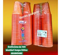 8 Confezioni (800 Pezzi) Bicchieri Acqua Color in Plastica 200cc ARANCIONE