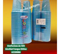 8 Confezioni (800 Pezzi) Bicchieri Acqua Color in Plastica 200cc AZZURRO