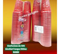 8 Confezioni (800 Pezzi) Bicchieri Acqua Color in Plastica 200cc ROSSI x Feste