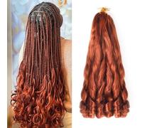 8 confezioni di capelli francesi per trecce - sciolti ondulati a spirale ricci all'uncinetto, per donne nere, pre-stirati con estremità ricce (40,6 cm, 350#)