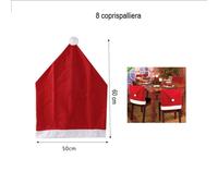 8 coprisedia spalliera addobbo decorazione cappello natalizio copri sedia natale