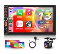 【8 Core 4+64G】2025 Hodozzy Stereo Auto Android 2 Din con Carplay Wireless con USB USB-C, Schermo QLED da 7 Pollici, Autoradio Bluetooth con Android Auto/DSP/WiFi/RDS/FM + Telecamera Posteriore