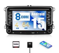 8-Core 4+64GB CAMECHO Android 15 Carplay Autoradio per VW Golf 5 Polo Skoda con Nav Carplay Android Auto Wireless, 2 Din Stereo con schermo da 7 pollici, Mirror Link RDS/FM Bluetooth DSP Type-C