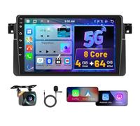 8 Core 4G+64G Hikity Android 15 Autoradio per BMW E46 1999-2005 con Wireless Carplay Android Auto, 9 Pollici IPS Touch Screen con Navigatore GPS Bluetooth WiFi FM/RDS DSP Retrocamera