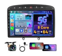 8 Core 4G+64G Hikity Android 15 Autoradio per Peugeot 308, 408 2007-2015 con Wireless Carplay Android Auto, 9 Pollici IPS Touch Screen con Navigatore GPS Bluetooth WiFi FM/RDS DSP Retrocamera