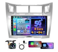 8 Core 4G+64G Hikity Android 15 Autoradio per Toyota Yaris, Vizi 2005-2011 con Wireless Carplay Android Auto, 9 Pollici IPS Touch Screen con Navigatore GPS Bluetooth WiFi FM/RDS DSP Retrocamera