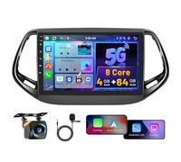 8 Core 4G+64G Hikity Android Autoradio per Jeep Compass 2017-2020 con Wireless Carplay Android Auto, 10.1 Pollici IPS Touch Screen con Navigatore GPS Bluetooth WiFi FM/RDS DSP Retrocamera