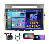 8 Core 4G+64G Hikity Android Autoradio per Toyota Corolla Verso AR10 2004-2009 con Carplay Android Auto, 9 Pollici IPS Touch Screen con Navigatore GPS Bluetooth WiFi FM/RDS DSP Retrocamera