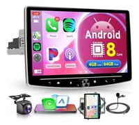 8 Core 4G+64G Wireless Carplay Android Autoradio 1 Din, 10.1 Pollici Schermo Rotante Autoradio con Android Auto GPS Navi WiFi Mirror Link Bluetooth FM/RDS/DSP Comandi al Volante Telecamera Posteriore