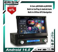 8-Core 4G+64GB Android 14 Autoradio DAB+ Universal 1DIN Navi CarPlay WiFi BT 5.0