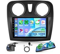 8 Core 6G+128G Android Autoradio pour Renault Dacia Logan 2 Sandero B52 2012-2019 Wireless Carplay Android Auto GPS Navi WiFi Panorama a 360° 9 Pollici Autoradio con Bluetooth FM/RDS/DSP EQ/USB/SWC