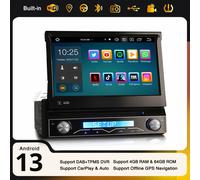 8-Core 7" CarPlay Android 14 Universal 1 Din Autoradio GPS DAB+ 64GB DVD WiFi 4G
