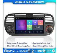 8-Core Android 14 Autoradio Fiat 500 500C 500S 500E GPS Carplay IPS DSP DVR 64GB