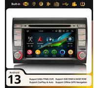 8-Core Android 14 DAB+ Autoradio Fiat Bravo CarPlay 4+64GB Wifi GPS Navi DVD DSP